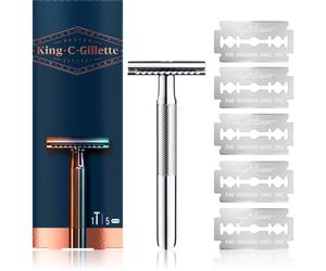 Gillette King C. Double Edge rasoio + lamette di ricambio 5 pz