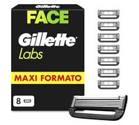 Gillette Labs Lamette, 8 Cartucce per Rasoio Barba Uomo, Multicolore | 8 Lamette da Barba per Rasoio Manuale Uomo, a 5 Lame, con Barra Esfoliante, Rasatura Profonda, Compatibili Con GilletteLabs