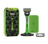 Gillette Labs Rasoio Barba Manuale, 2 Lamette Gillette da Barba di Ricambio, Base Magnetica e Barra Integrata Elimina Impurità, Rasatura Facile, Comfort Ottimale, Custodia da Viaggio, Idea Regalo