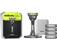 Gillette Labs Rasoio Con Barra Esfoliante E Custodia Da Viaggio, 1 Maniglia, 5 Ricambi, Stand Magnetico