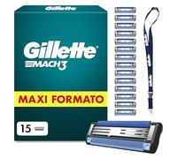 Gillette Lamette Mach 3, 15 Cartucce per Rasoio Barba Uomo, Multicolore
