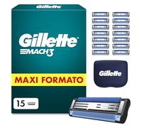 Gillette Lamette Mach 3, 15 Cartucce per Rasoio Barba Uomo, Multicolore