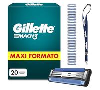 Gillette Lamette Mach 3, 20 Cartucce per Rasoio Barba Uomo, Multicolore