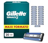 Gillette Lamette Mach 3, 20 Cartucce per Rasoio Barba Uomo, Multicolore