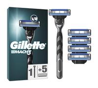 Gillette Mach 3 Rasoio Barba Manuale, 5 Lamette Uomo, Multicolore