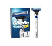 Gillette Mach 3 Turbo Rasoio Uomo Metallo Grigio | Rasoio da uomo, include rasoio bagnato, 1 lama con striscia scorrevole migliorata per una scorrevolezza delicata e nuove lame
