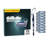 Gillette Mach3 Base 15 Lamette Di Ricambio Per Rasoio Barba Mach 3, Con Striscia Lubrificante Per Una Scorrevolezza Fluida , Lamette Gillette