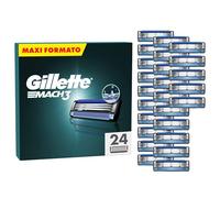 Gillette Mach3 Base 24 Lamette Di Ricambio Per Rasoio Barba Mach 3, Con Striscia Lubrificante Per Una Scorrevolezza Fluida , Lamette Gillette