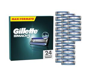 Gillette Mach3 Base 24 Lamette Di Ricambio Per Rasoio Barba Mach 3, Con Striscia Lubrificante Per Una Scorrevolezza Fluida , Lamette, Rasoio Barba Manuale