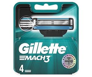Gillette Mach3 Cartucce di Ricambio Uomo, Pack da 4, Lame Nanosittili