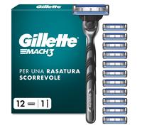 Gillette Mach3 Regolabarba Uomo, Lame Rasoio a Mano Libera, 1 Manico e 12 Lamett