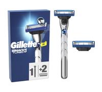 Gillette Mach3 Turbo Rasoio Da Uomo, 1 Gillette Rasoio, 2 Lamette Di Ricambio, Con Striscia Lubrificante Migliorata Per Una Maggiore Scorrevolezza E Lame Progettate Per Ridurre