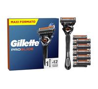Gillette Proglide 1 Rasoio Barba Manuale e 12 Lamette Gillette Proglide di Ricambio a 5 lame per Rasatura Profonda Uomo, Lame di Precisione per Rasoio Manuale Uomo