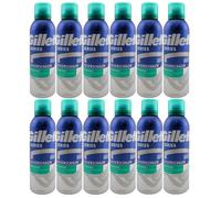 Gillette Schiuma da Barba Sensibile 12 X 200ml Calmante con Aloe Vera