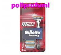 Gillette Sensor 3 Red edition set da 1 rasoio + 6 ricariche