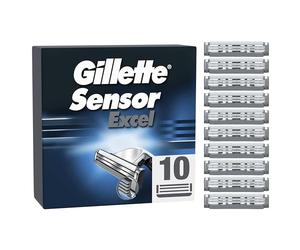 Gillette Sensor Excel, Confezione da 10 Lamette da Barba di Ricambio, Rivestimento in Cromo per Lame che Durano a Lungo