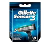 Gillette Sensor3, Confezione da 8 Lamette da Barba di Ricambio da 3 Lame, con Testina Snodabile, Rivestimento in Cromo per Lame che Durano a Lungo