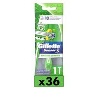 Gillette Sensor3 Sensitive - Rasoio usa e getta da uomo, confezione da 36