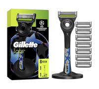 Gillette UEFA Champions League Special Edition Gillette Labs Rasoio A Mano Libera Con Barra Esfoliante, 1 Manico + 8 Lamette Di Ricambio, Include Base Magnetica Premium