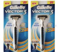 Gillette Vector 3 manico rasoio per sensore Excel 2 cartucce lotto di 2