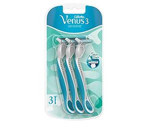 Gillette Venus 3 rasoi usa e getta sensibili da donna, 3 rasoi da donna con lame confortevoli