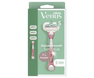 Gillette Venus Deluxe Smooth Sensitive, rasoio da donna, 3 pezzi, inserti per rasoio a 5 lame dure, come un diamante