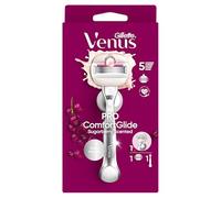 Gillette Venus Pro ComfortGlide - Rasoio da donna, con manico in metallo, riutilizzabile, con 5 lame e tocco di olio di argan, rasatura morbida, cura per la pelle secca