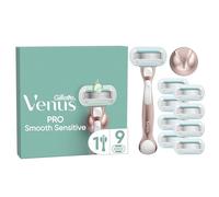 Gillette Venus Pro Smooth Sensitive Rasoio Donna A 5 Lame Per Pelli Sensibili Con 9 Lamette Di Ricambio, Manico In Metallo Riutilizzabile E Gancio Per La Doccia