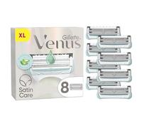 Gillette Venus + Satin Care Set di 8 ricariche per rasoio da donna per pelle e peli pubici, cartucce autentiche, rasatura morbida delle zone sensibili, lama di precisione, tocco di aloe vera