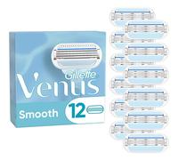 Gillette Venus Smooth Ricariche per rasoio da donna, confezione da 12, 3 lame avvolgenti circondate da cuscinetti protettivi