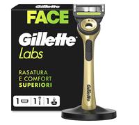 GilletteLabs Rasoio A Mano Libera Con Barra Esfoliante, 1 Manico + 1 Lametta Di Ricambio, Include Base Magnetica Premium
