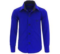 Gillsonz A7vDa - Camicia per bambini per feste, a maniche lunghe, facile da stirare, disponibile in 10 colori, taglie 86-158, Blu, 15 anni
