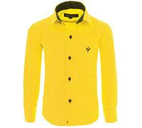 Gillsonz A7vDa - Camicia per bambini per feste, a maniche lunghe, facile da stirare, disponibile in 10 colori, taglie 86-158, giallo., 13 anni