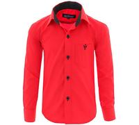 Gillsonz A7vDa - Camicia per bambini per feste, a maniche lunghe, facile da stirare, disponibile in 10 colori, taglie 86-158, Colore: rosso, 9 anni