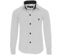 Gillsonz A7vDa - Camicia per bambini per feste, a maniche lunghe, facile da stirare, disponibile in 10 colori, taglie 86-158, bianco, 7/8 anni