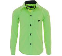 Gillsonz A7vDa - Camicia per bambini per feste, a maniche lunghe, facile da stirare, disponibile in 10 colori, taglie 86-158, verde mela, 11 anni