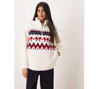 Gilly Hicks - Maglione effetto teddy bianco con zip corta L