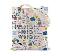 Gilmore Tote Bag Dress Like Lorelai Think Like Rory Borsa per la spesa riutilizzabile Borsa a tracolla Gilmore Fans, Borsa Lorelai, 35*40cm