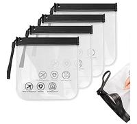 Giloty Buste per Liquidi Aereo, 4 Pezzi 20 x 20cm Borse da Viaggio Trasparente-Approvate TSA, Aereo Bustine Impermeabile per Liquidi e Cosmetici,Trucco Portatili per Vacanze in Viaggio