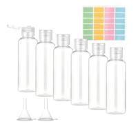 Giloty Set 6 Flaconi da Viaggio 100 ml - Contenitori per Liquidi con Imbuti ed Etichette, Riutilizzabili per Shampoo, Bagnoschiuma e Cosmetici
