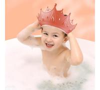Giloty Visiera Doccia Bambini Regolabile, Visiera per Shampoo Bambini con Protezione per Occhi e Orecchie, Cappello Doccia, Corona rossa