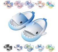 Giltpeak Cloud Shark Slides Kids, Pantofole per bambini, estive, antiscivolo, per il bagno, da spiaggia, divertenti, blu, bianco, blu, 27/28 EU