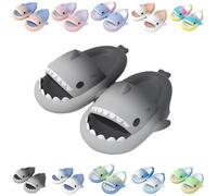 Giltpeak Cloud Shark Slides Kids, Pantofole per bambini, estive, antiscivolo, per il bagno, da spiaggia, divertenti, grigio e nero., 29/30 EU