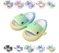 Giltpeak Cloud Shark Slides Kids, Pantofole per bambini, estive, antiscivolo, per il bagno, da spiaggia, divertenti, giallo verde blu, 35/36 EU