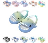 Giltpeak Cloud Shark Slides Kids, Pantofole per bambini, estive, antiscivolo, per il bagno, da spiaggia, divertenti, Blue Yellow Green, 33/34 EU