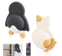 GILWUMO 2 Pezzi Fermaporta Stickers in Silicone, Adesivi 3D per Porte e Telefoni, Design Divertente di Gatti e Pinguini, 6x8 cm, Multicolore, per Casa, Ufficio e Insegnanti