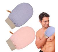 GILWUMO 2er Set Guanti Esfolianti - Rimuovono Efficacemente le Cellule Morte, per Pelle Liscia/Morbida e Circolazione Migliorata. Ideali per Doccia/Bagno, rosa,viola grigio.