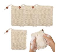 GILWUMO 4 Pezzi di Sacchetti per Sapone, Sacchetti per Sapone Organici con Perle Marroni, Reti Schiumogene per Sapone per Mani, Adatto per Sapone, Saponette e Gel Doccia Solidi