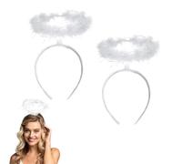 GILWUMO Aureola Dell'angelo Bianco, 2 Pezzi Aureola Dell'angelo, Accessori di Halloween, l'accessorio Perfetto per Donne, Uomini e Bambini per Completare un Costume da Angelo