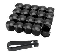 GILWUMO Set di 20 Cappucci per Dadi delle Ruote, Copriprotezione Esagonali per Autoveicoli, con Utensile di Rimozione (Nero), 17 mm per Auto e Autovetture